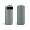 Modern Grey Cylindrical Trash Cans With Open And Closed Top Designs