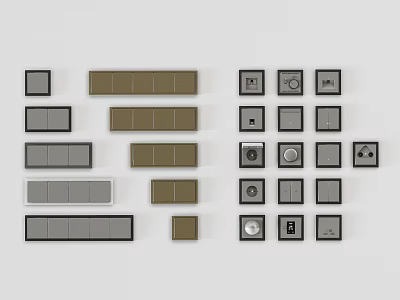 Modern Sleek Switch Panels with Various Designs and Neutral Colors for Home Interiors 3d model