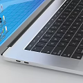 Silver Modern Laptop with Windows Desktop Interface and Multiple Application Icons