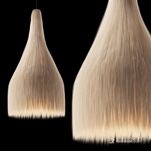 Cream Colored Modern Minimalist Chandeliers With Feather Texture On Black Background 3d model 