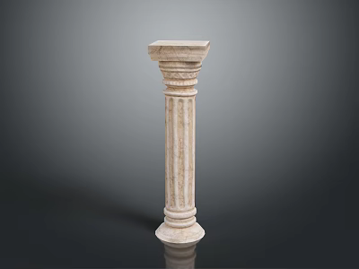 Scenic Classical Landscape Featuring White Marble Stone Column With Intricate Carved Details 3d model