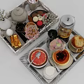 Elegant Food Platter Featuring Waffles Grapefruit Cake Coffee Macarons And Flowers