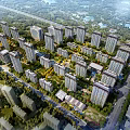 Aerial View Planning of Modern Residential Community With High Rise Buildings Greenery and Roads