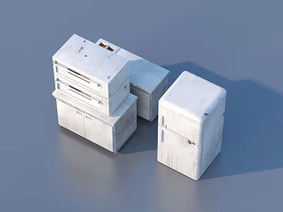 Stacked White Cuboid Storage Units With Minimalist Design And Textured Exteriors 3d model