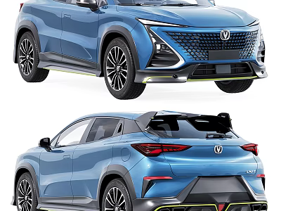 Blue Changan SUV Front And Rear Views 3d model