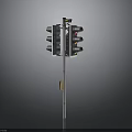 Traffic Light Signal With Red Yellow Green Lights On Metal Pole