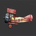 Red Biplane Model With Spiral Propeller And Red Wings On Dark Background