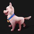 Cute Pink 3D Cartoon Dog With Blue Collar Yellow Bell Happy Expression