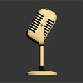 Vintage Golden Microphone Design With Classic Stand And Reflective Base