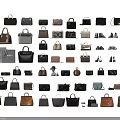 Fashionable Assorted Bags Collection Featuring Different Styles Colors And Matching Shoes