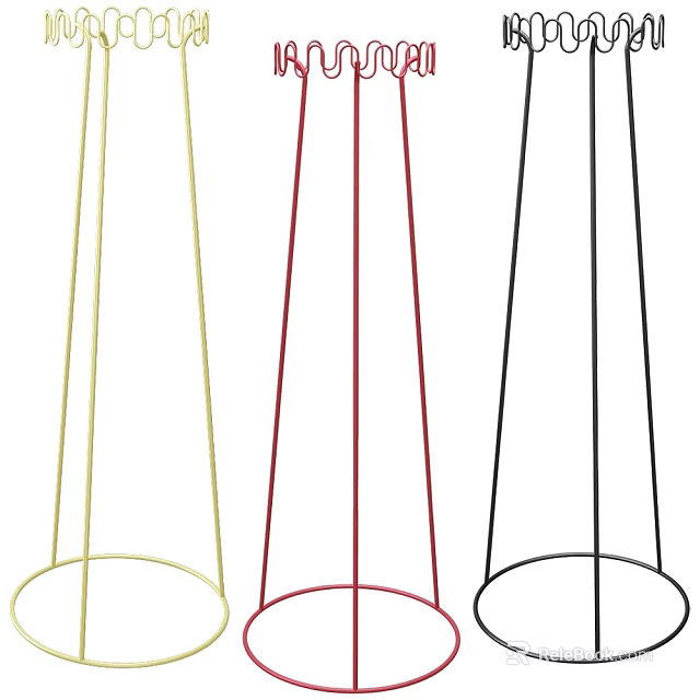 Minimalist Yellow Red and Black Metal Clothes Hangers with Sleek Modern Design 3d model 