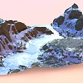 Scenic Snowy Mountain River Landscape With Rocky Banks And Clear Water
