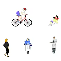Group Of People Engaged In Different Activities Like Cycling Walking And Sitting