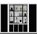 Modern Stylish Glass Door Bookcase With Books Decorative Items And Plants