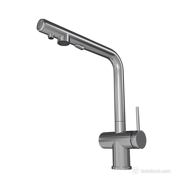 Stainless Steel Modern Faucet With Curved Spout And Single Handle Control 3d model 