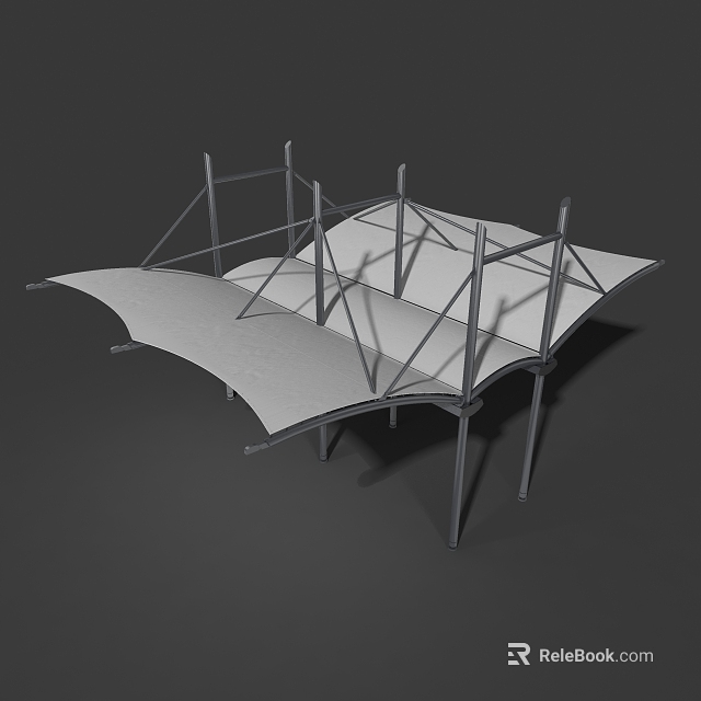 Industrial Equipment With Reinforced Metal Frame And Membrane Canopy Support Structure 3d model 