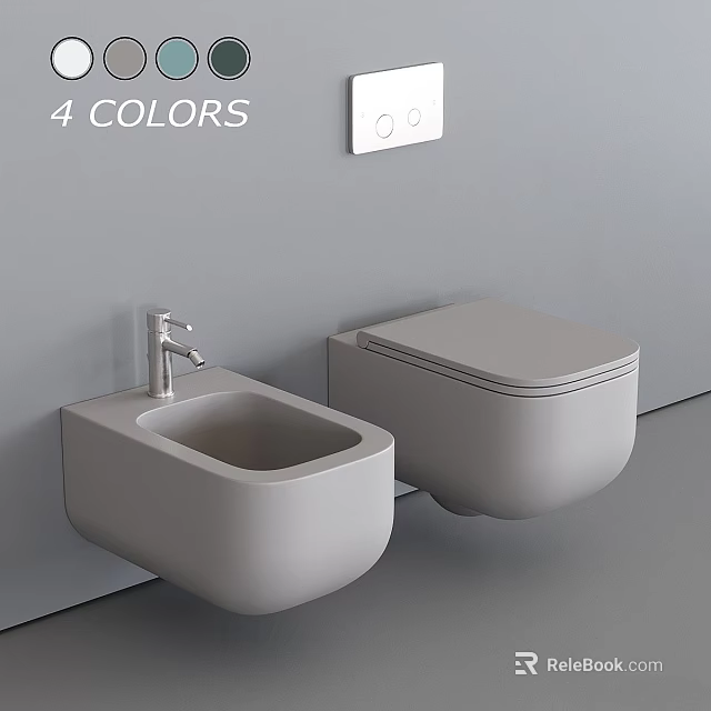 Wall Mounted Modern Toilet With 4 Color Options And Sleek Contemporary Design 3d model 