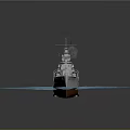 Warship Sailing on Blue Water with Smoke Emitting from Chimneys and Waves