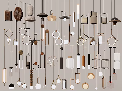 Modern Art Chandelier Home Decoration Small Long Strip Round Semi-Circular 3d model