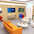 Modern Digital Store Interior Featuring Smartphones Tablets And Tech Accessories On Display Shelves