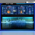 Smart City Background Wall With Dynamic Data Display And Blue Tech Cityscape 3d model
