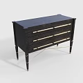 Elegant Black Console Cabinet With Golden Handles Legs And Wooden Drawers
