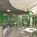 Modern Green Hotpot Restaurant Interior Design With Green Walls Dining Tables And Seats