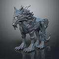 Mythical Wolf Game Movie Character 3D Model With Glowing Eyes Sharp Features And Stone Texture