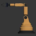 Yellow Industrial Robotic Arm With Black Stable Base And Mechanical Joint Structure 3d model