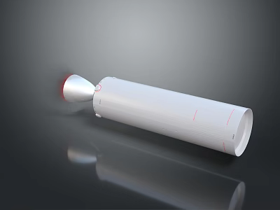 Modern White Cylindrical Air Conditioner Fan With Red Accents And Sleek Design 3d model