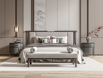 New Chinese Double Bed 3d model