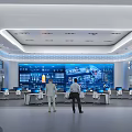 Modern Control Room Interior With Large Digital Screens Control Consoles And Staff