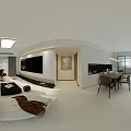 Modern Minimalist Living Dining Room Design With Neutral Sofa Coffee Table And Abstract Art