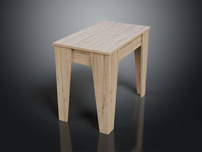Light Wooden Table With Rectangular Top For Modern Living Room Furniture 3d model