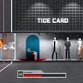 Tide Card Store Window Display With Mannequins Clothing Blue Arched Door And Spherical Decor
