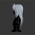 Woman Mannequin Head Feature With Long White Hair On Gray Background