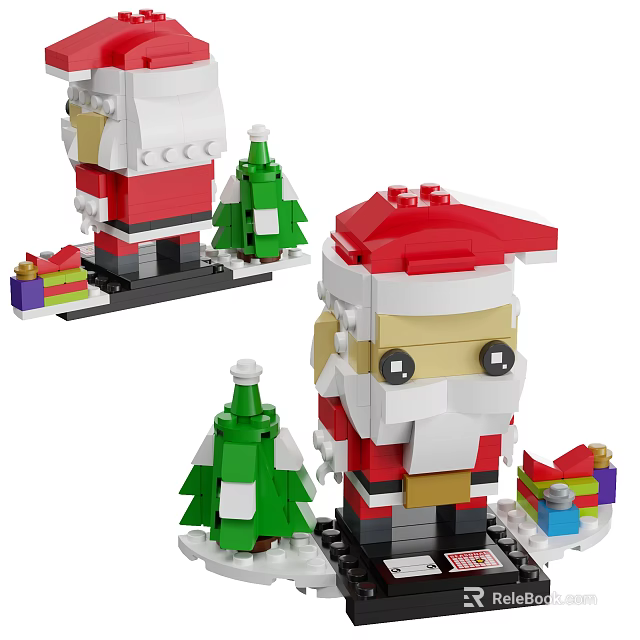 Lego Santa Claus Figure With Christmas Tree And Gift Boxes 3d model 