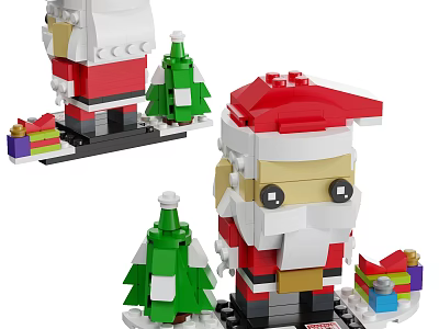 Lego Santa Claus Figure With Christmas Tree And Gift Boxes 3d model