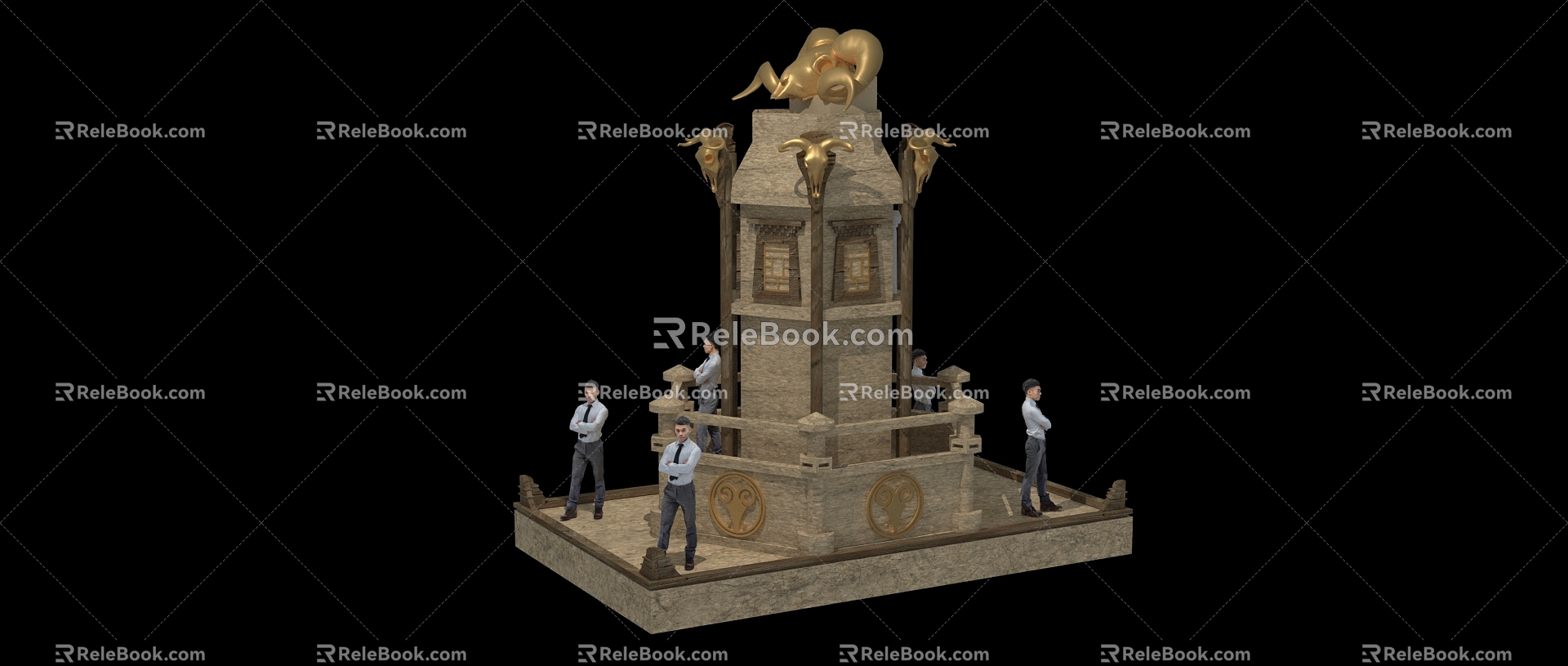 Qiang nationality float western region totem float sheep head western region architecture model