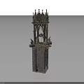 Ornate Gothic Stone Fountain With Spires Intricate Carvings And Decorative Statues