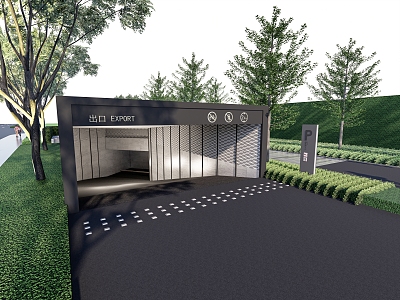 Outdoor parking lot entrance model