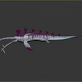 Game and Movie Mythical Creature Character with Pink White Stripes Dorsal Fins and Long Snout