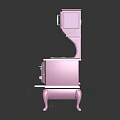 Vintage Pink Stove With Classic Cabinet Doors And Metal Burners On Retro Base