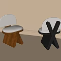 Modern Accent Chairs Featuring Light Upholstery And Wooden Triangular Black Cross Bases