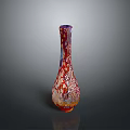 Sculptural Carving Vase With Vibrant Red Purple Orange Colorful Speckled Artistic Design
