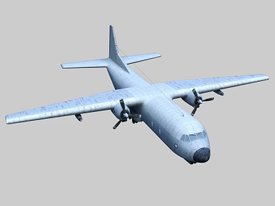 Passenger Airplane Featuring Twin Propeller Engines Long Wings And Streamlined Gray Body 3d model