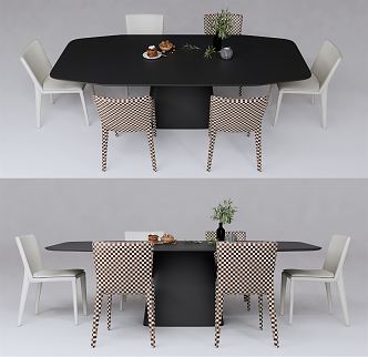 Modern Dining Table and Chair Combination 3d model