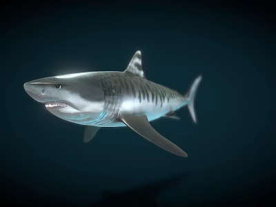 Realistic Shark Game Movie Character with Sharp Teeth and Streamlined Body 3d model