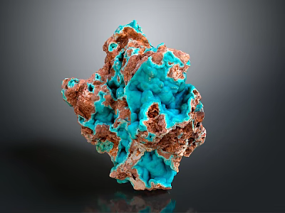 Natural Turquoise And Brown Mineral Specimen With Crystalline Structure And Rough Surface 3d model