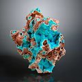 Natural Turquoise And Brown Mineral Specimen With Crystalline Structure And Rough Surface